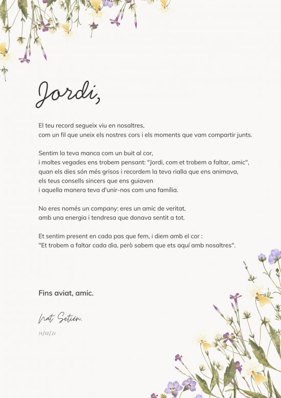 En memòria d’en Jordi: quatre anys, quatre trobades, un mateix record